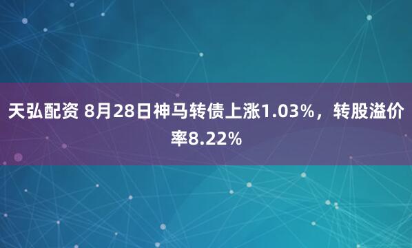 天弘配资 8月28日神马转债上涨1.03%，转股溢价率8.22%