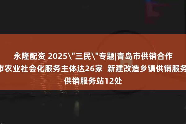 永隆配资 2025＂三民＂专题|青岛市供销合作社：全市农业社会化服务主体达26家  新建改造乡镇供销服务站12处