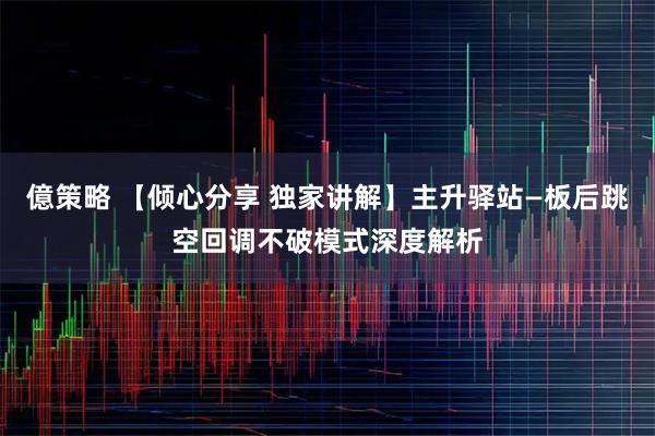 億策略 【倾心分享 独家讲解】主升驿站—板后跳空回调不破模式深度解析